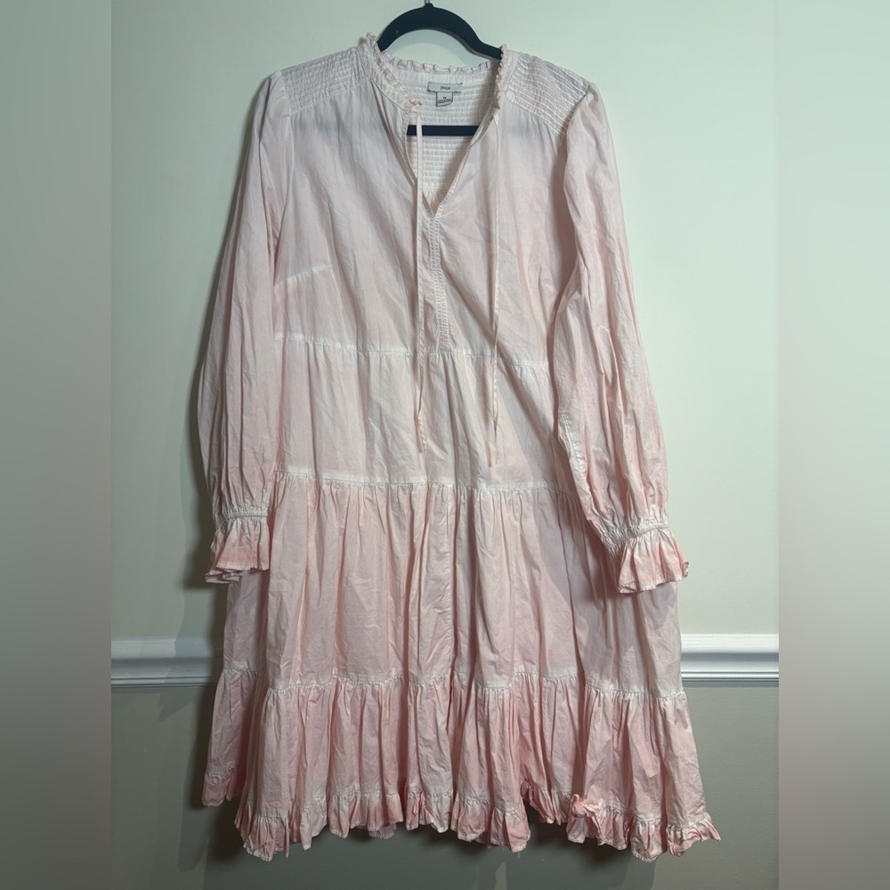 Anthropologie Othilia Soft Pink and White Tiered Desdemona Dress - Picture 7 of 8